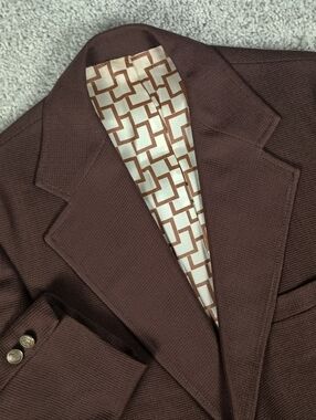 Vintage 1960s Van Gogh‎ Knit By Brad Dawson 40S Waffle Weave Brown Mens Blazer